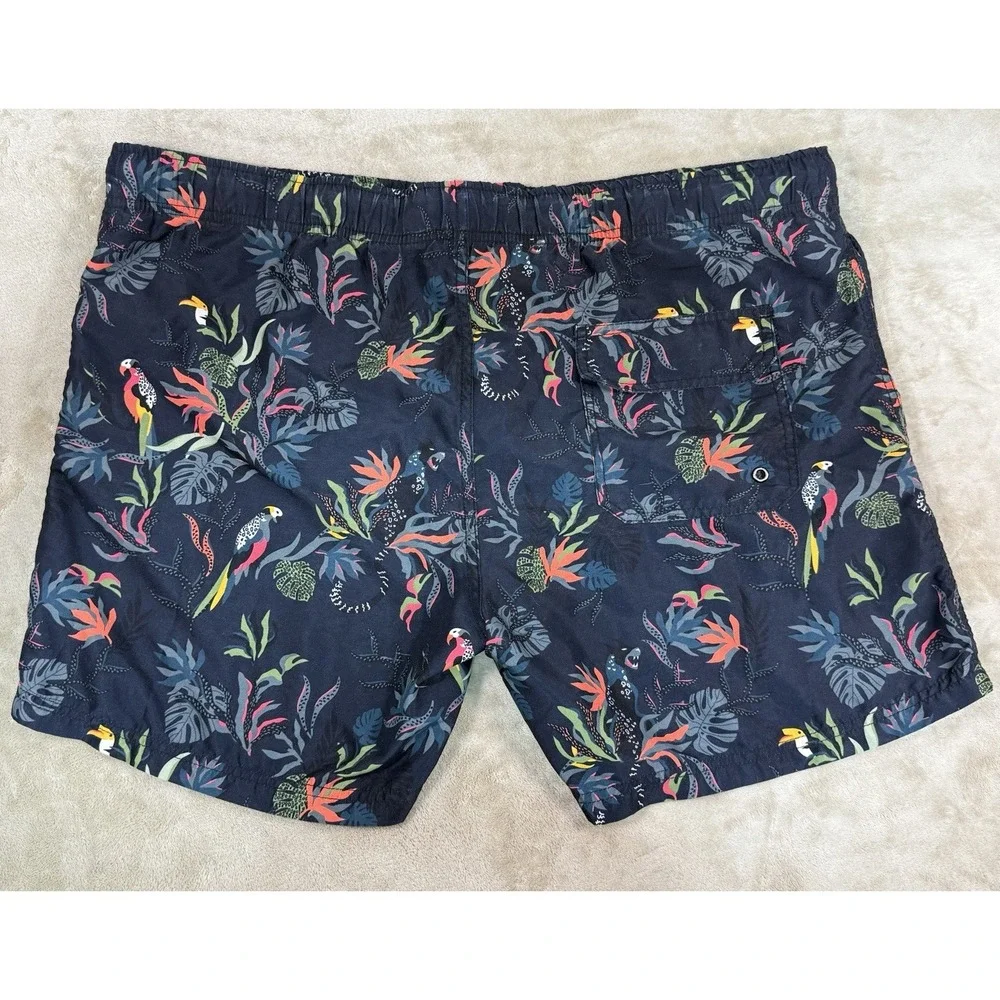 Molokai Surf Co Board Shorts Swim Trunks Size L Hawaiian Swim Trunks Parrot Navy